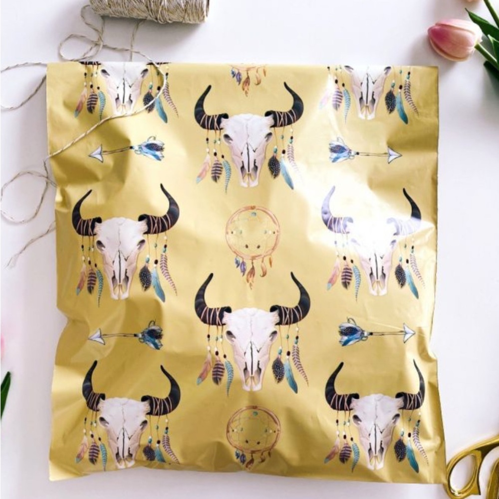 14x17 (10) Boho Skull Western Designer Polymailers